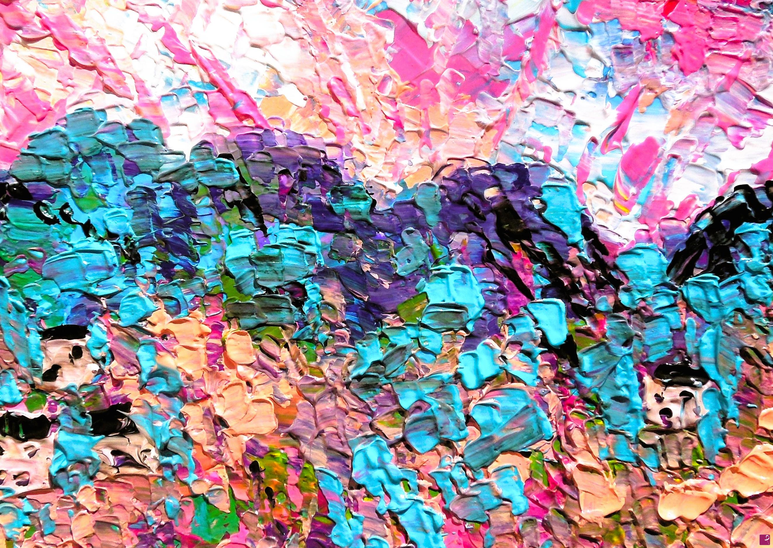 quadri in vendita online - Astrazione turchese e rosa - 634