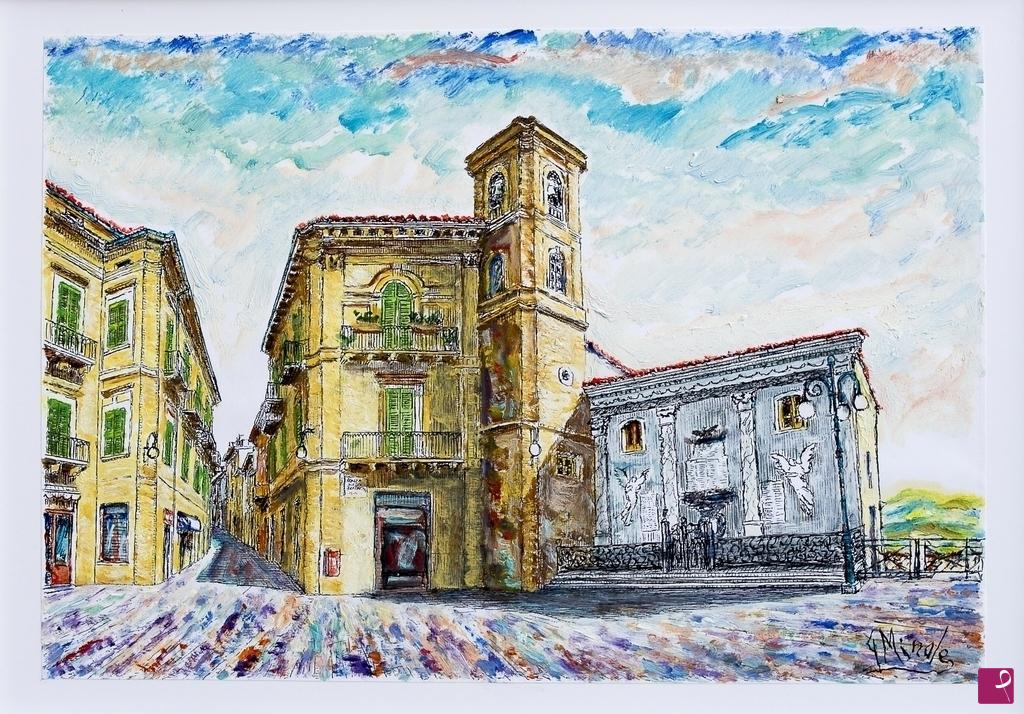 quadri in vendita online - ATESSA - MONUMENTO AI CADUTI E CORSO VITTORIO EMANUELE  