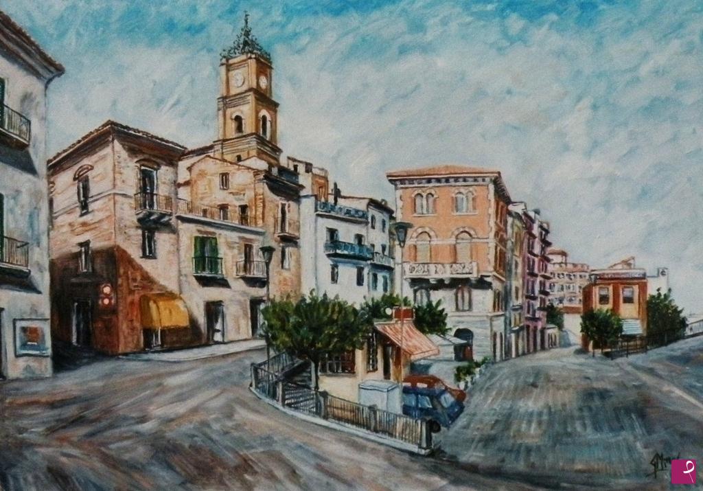 quadri in vendita online - ATESSA - PAESE D'ABRUZZO - Verso Piazza 