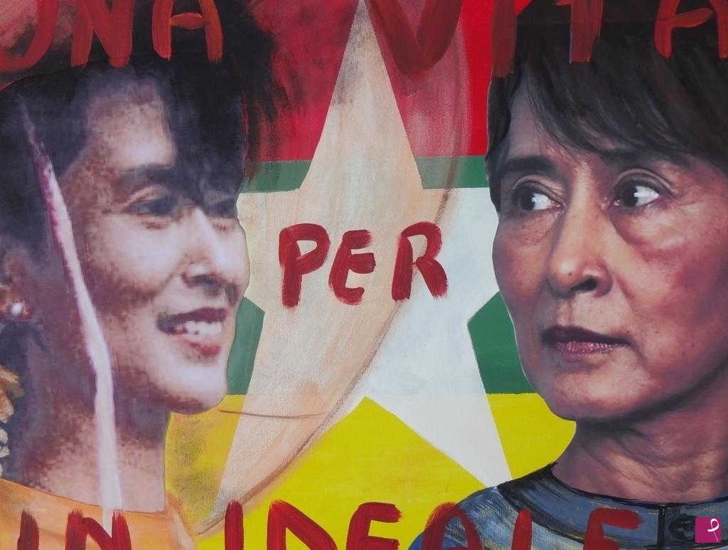 quadri in vendita online - AUNG SAN SUU KYI  (una vita per un'ideale)