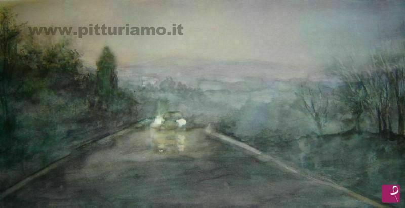 quadri in vendita online - auto nel mattino