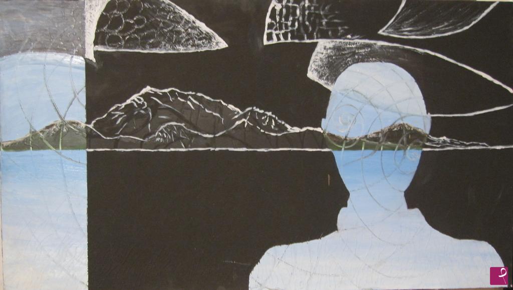 quadri in vendita online - autoritratto di spalle e trasparente visione -------INVITATO ALLA BIENNALE BARCELLONA E ROMA  --------------IMPORTANTE LEGGERE NELLA CRITICA 