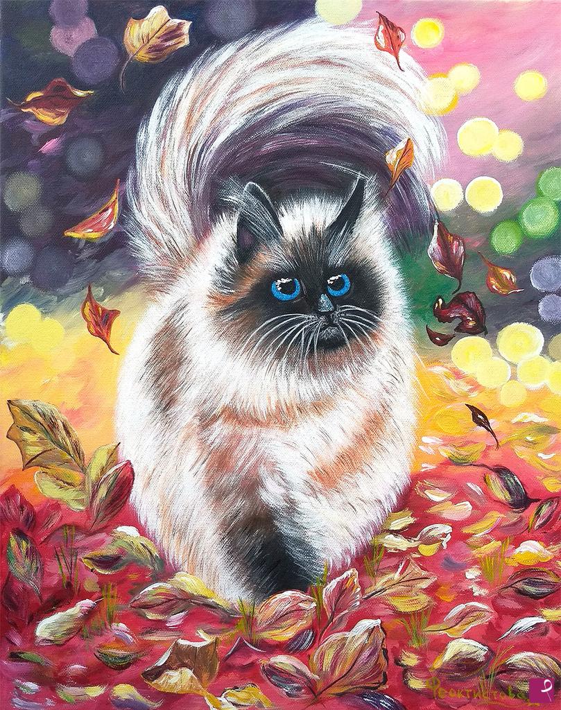 quadri in vendita online - Autumn cat 