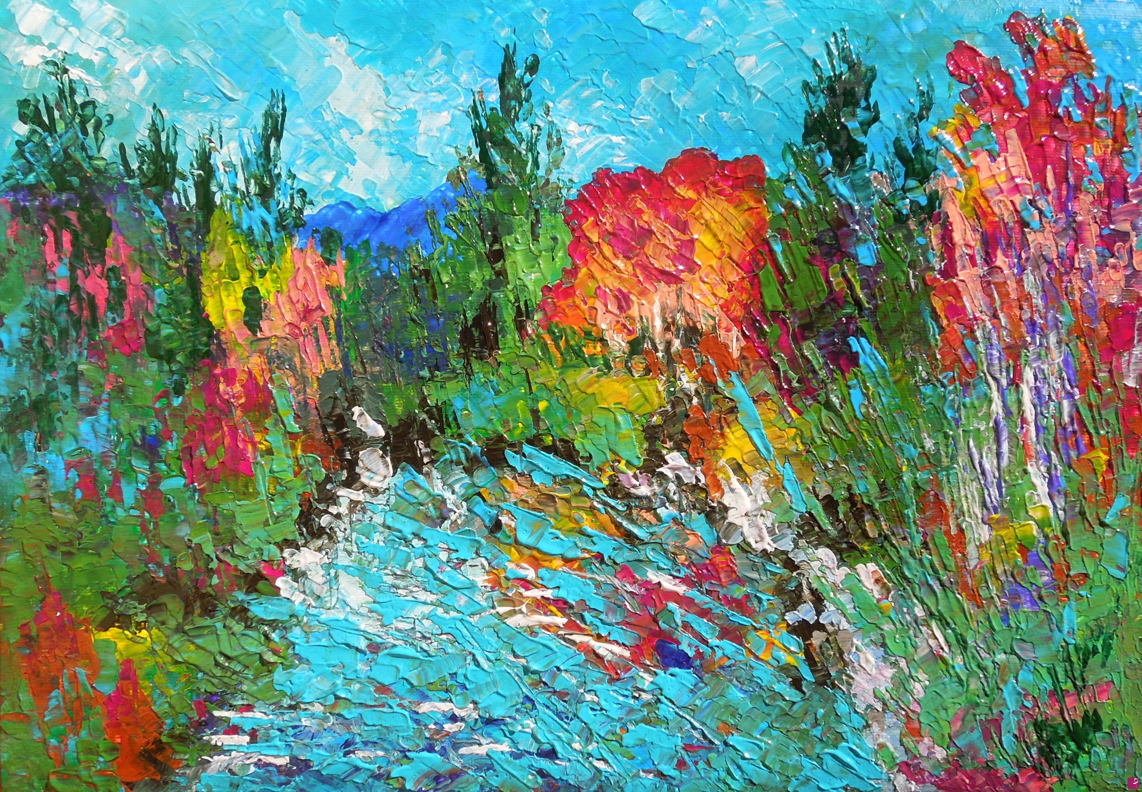 quadri in vendita online - Autumn forest and stream - 629
