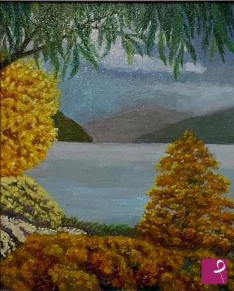 quadri in vendita online - Autunno al lago