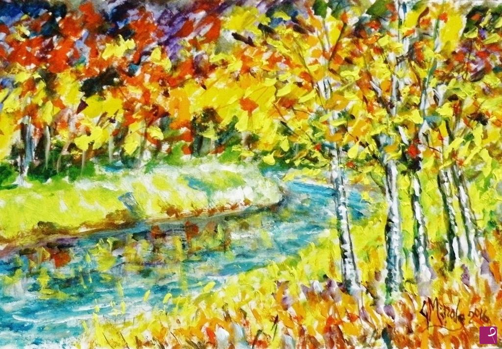 quadri in vendita online - AUTUNNO LUNGO IL FIUME 
