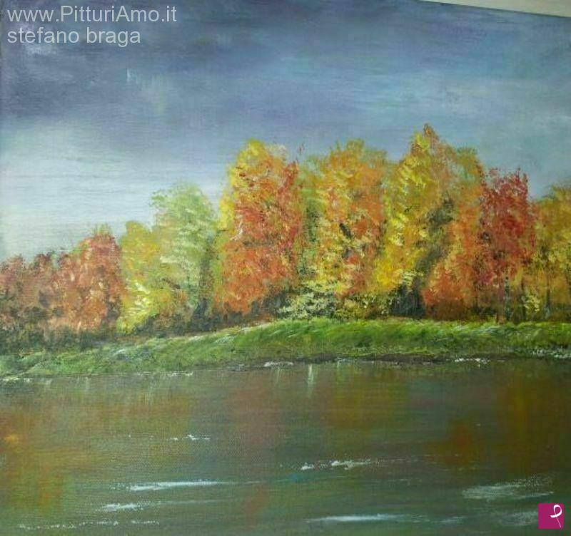 quadri in vendita online - Autunno sul fiume