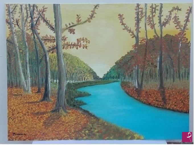 quadri in vendita online - autunno sul fiume
