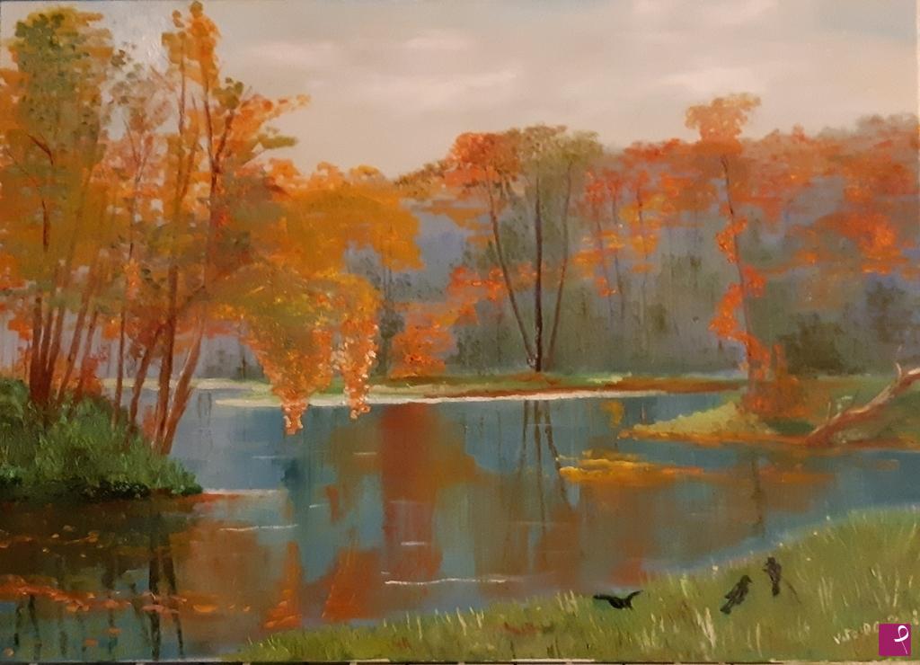 quadri in vendita online - Autunno sul lago