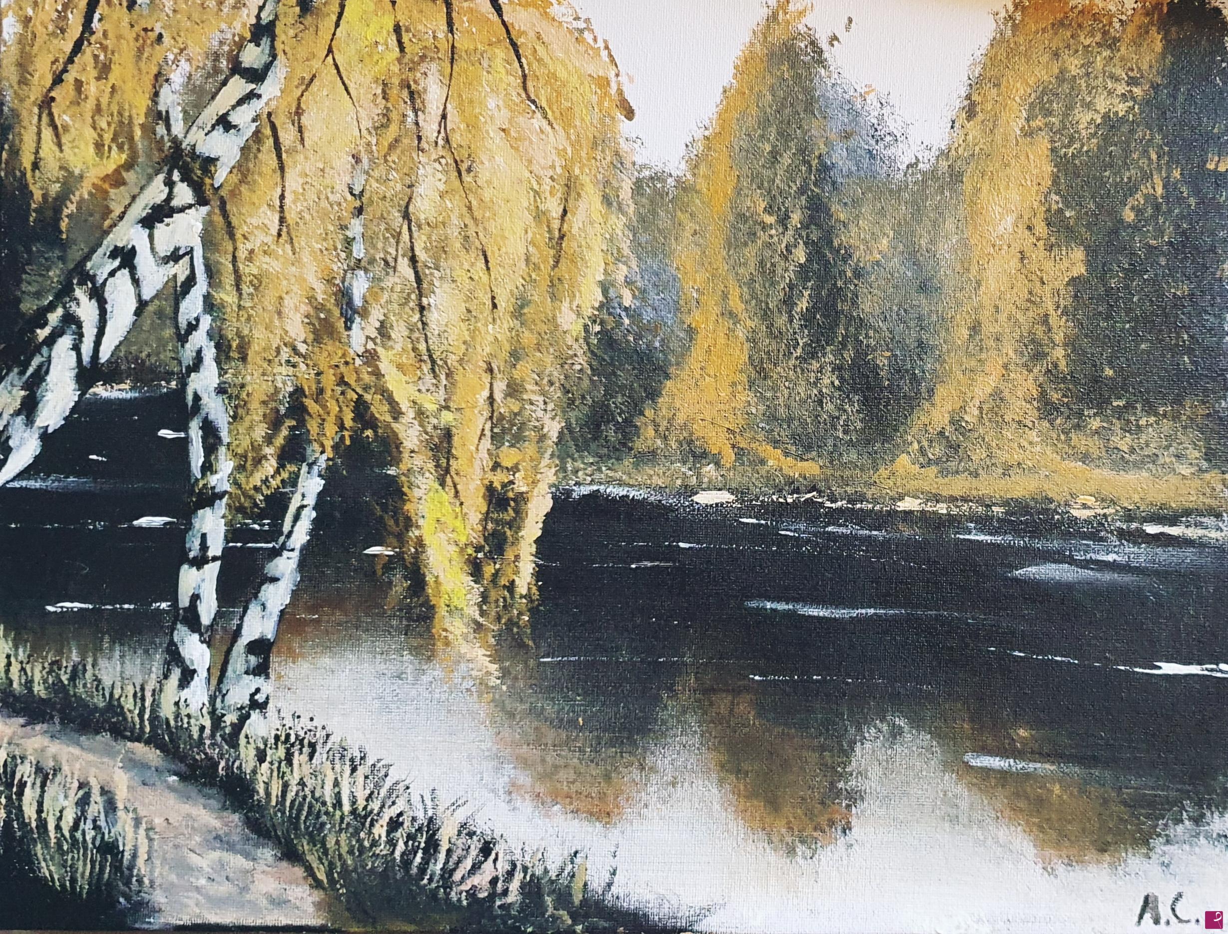 quadri in vendita online - Autunno sul lago 