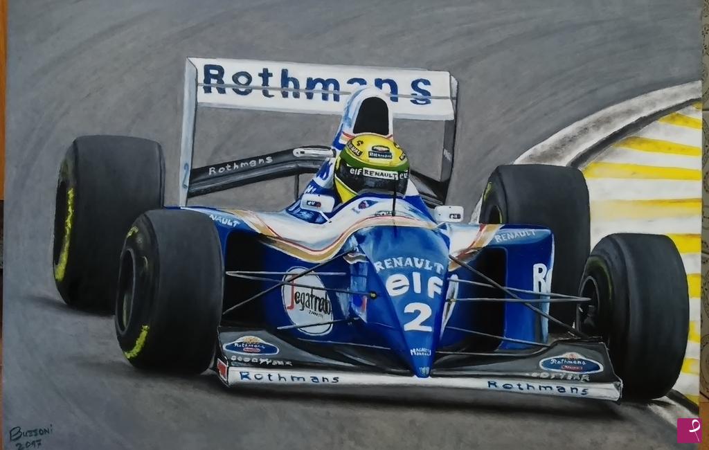 quadri in vendita online - Ayrton senna williams fw16