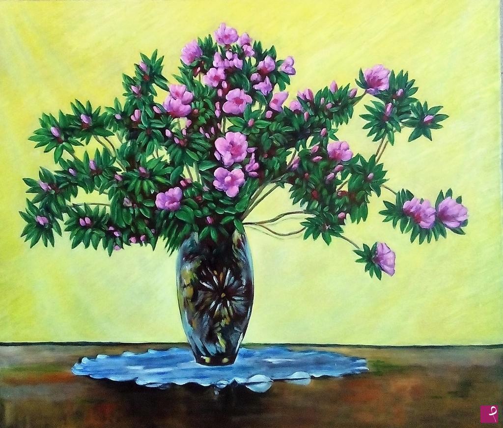 quadri in vendita online - AZALEA ROSA IN VASO (2016)