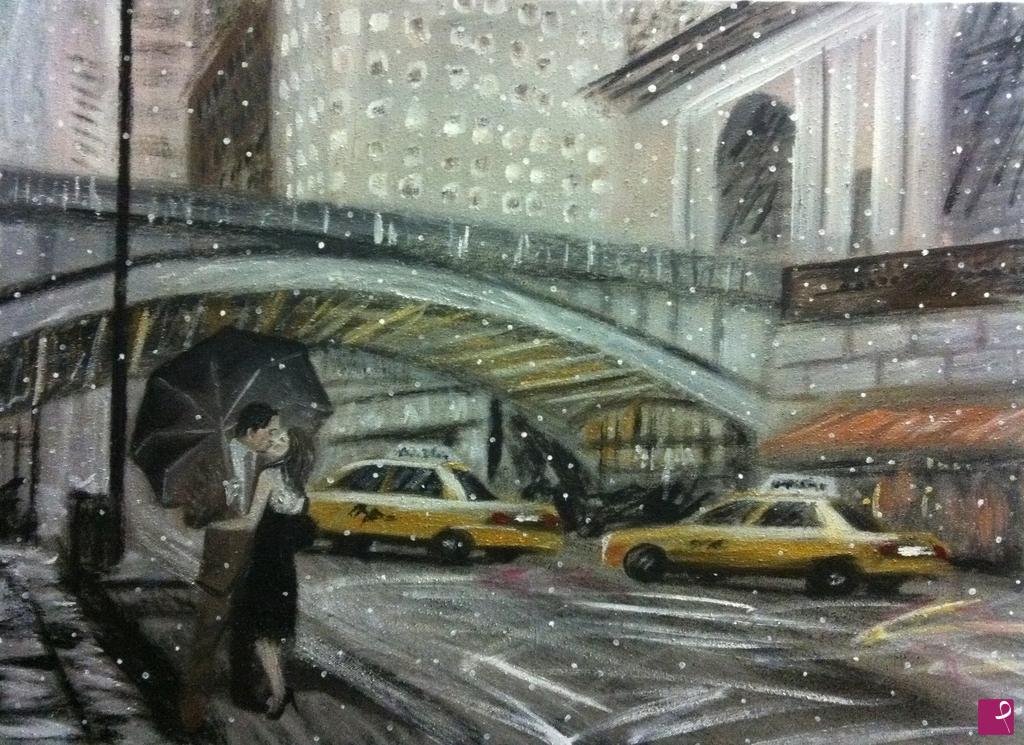 quadri in vendita online - Bacio a New York 60x40