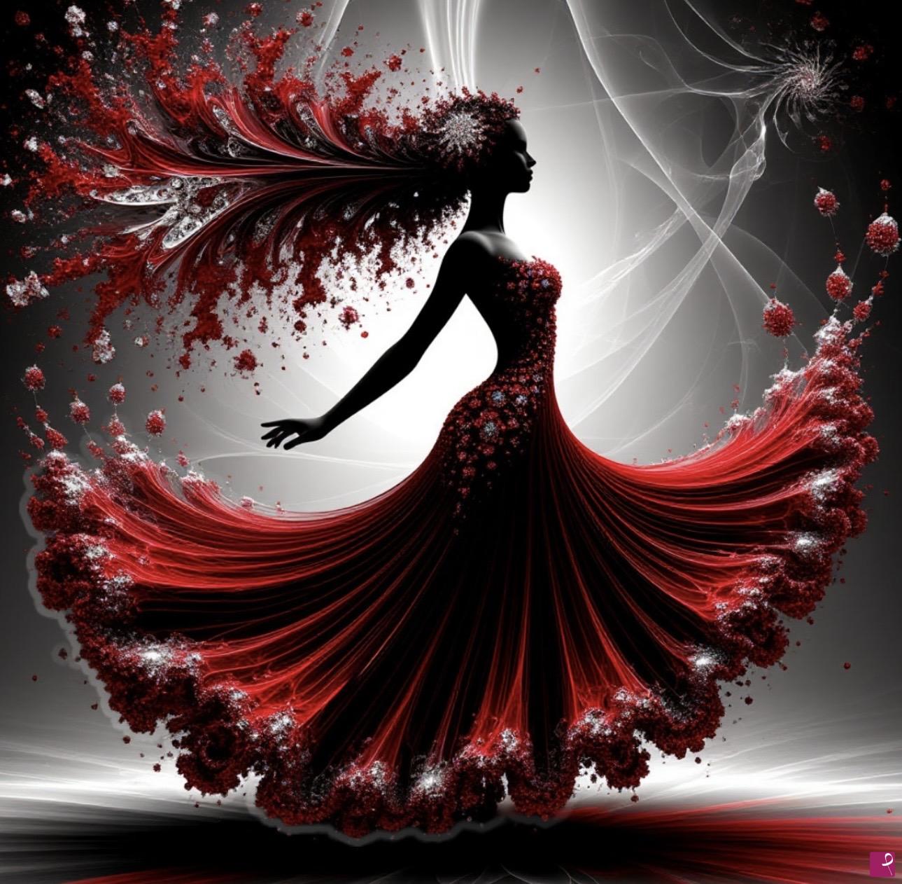 quadri in vendita online - Back light and woman in dress 