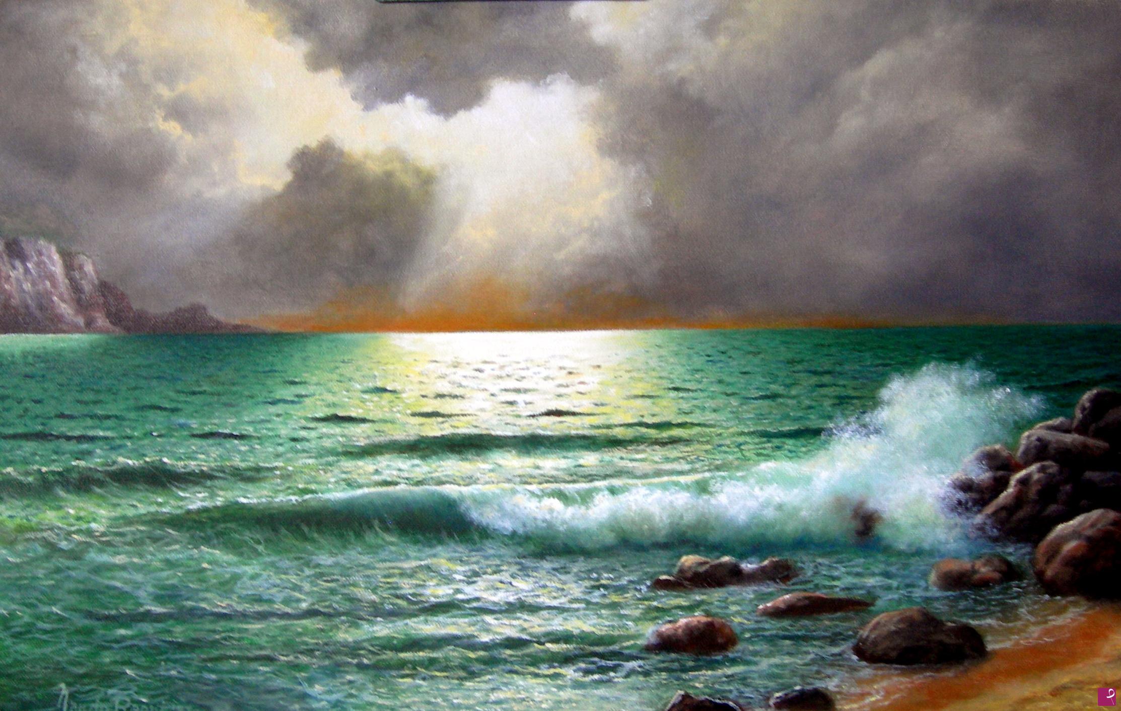 quadri in vendita online - Bagliori di luce sul mare