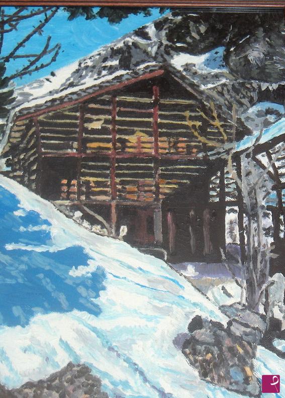 quadri in vendita online - Baita innevata 