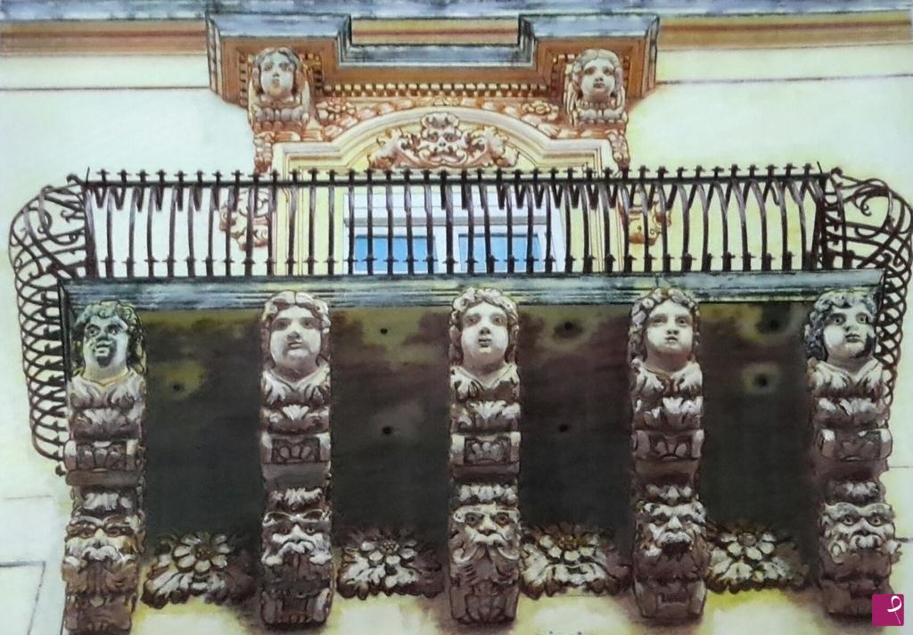 quadri in vendita online - Balcone  barocco   di   palazzo   Nicolaci  di  Villadorata   a   NOTO 