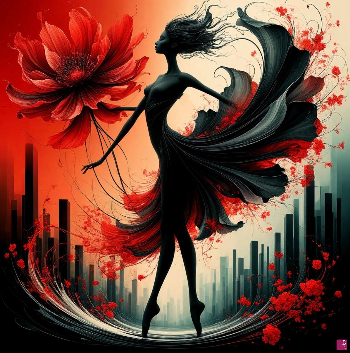 quadri in vendita online - Ballerina and flower