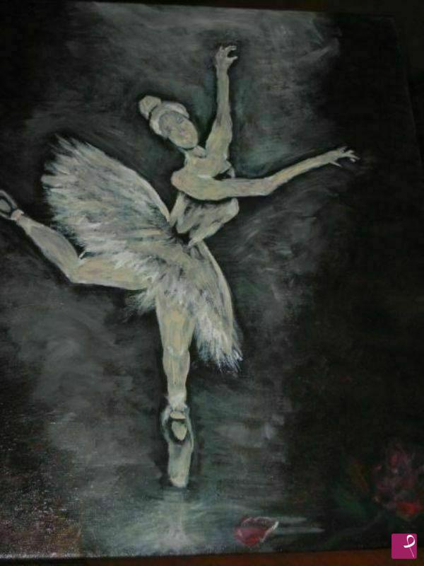 quadri in vendita online - ballerina con rosa