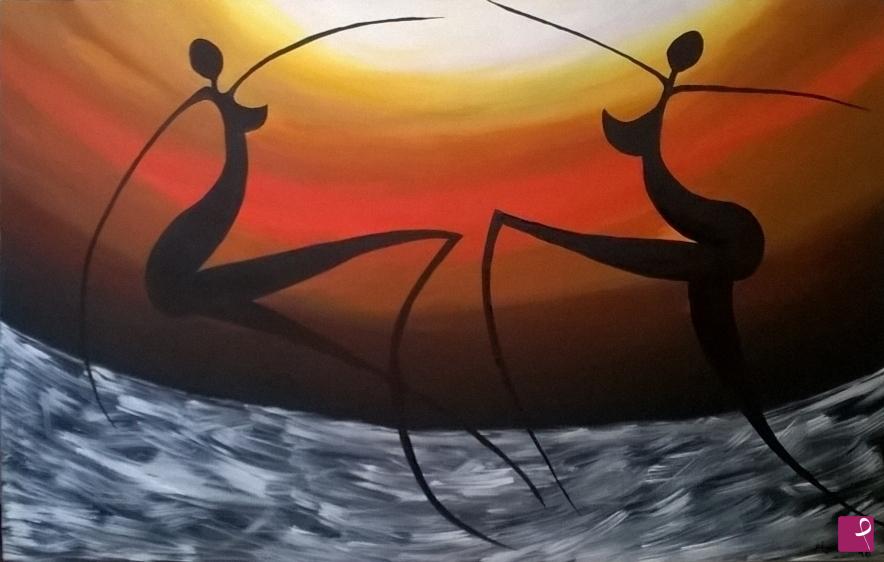 quadri in vendita online - Ballerine al tramonto 