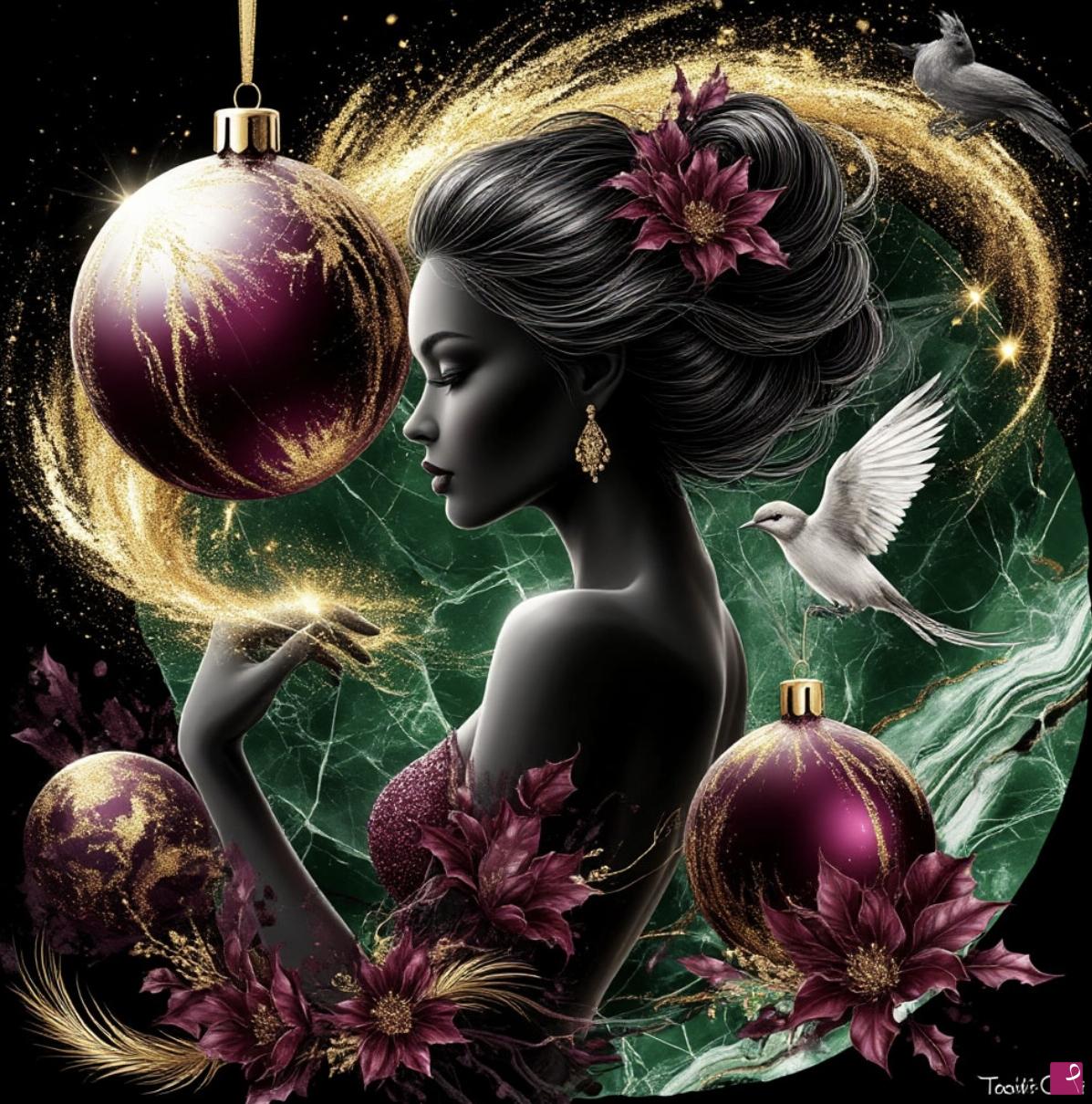 quadri in vendita online - Balls, bird, flowers 