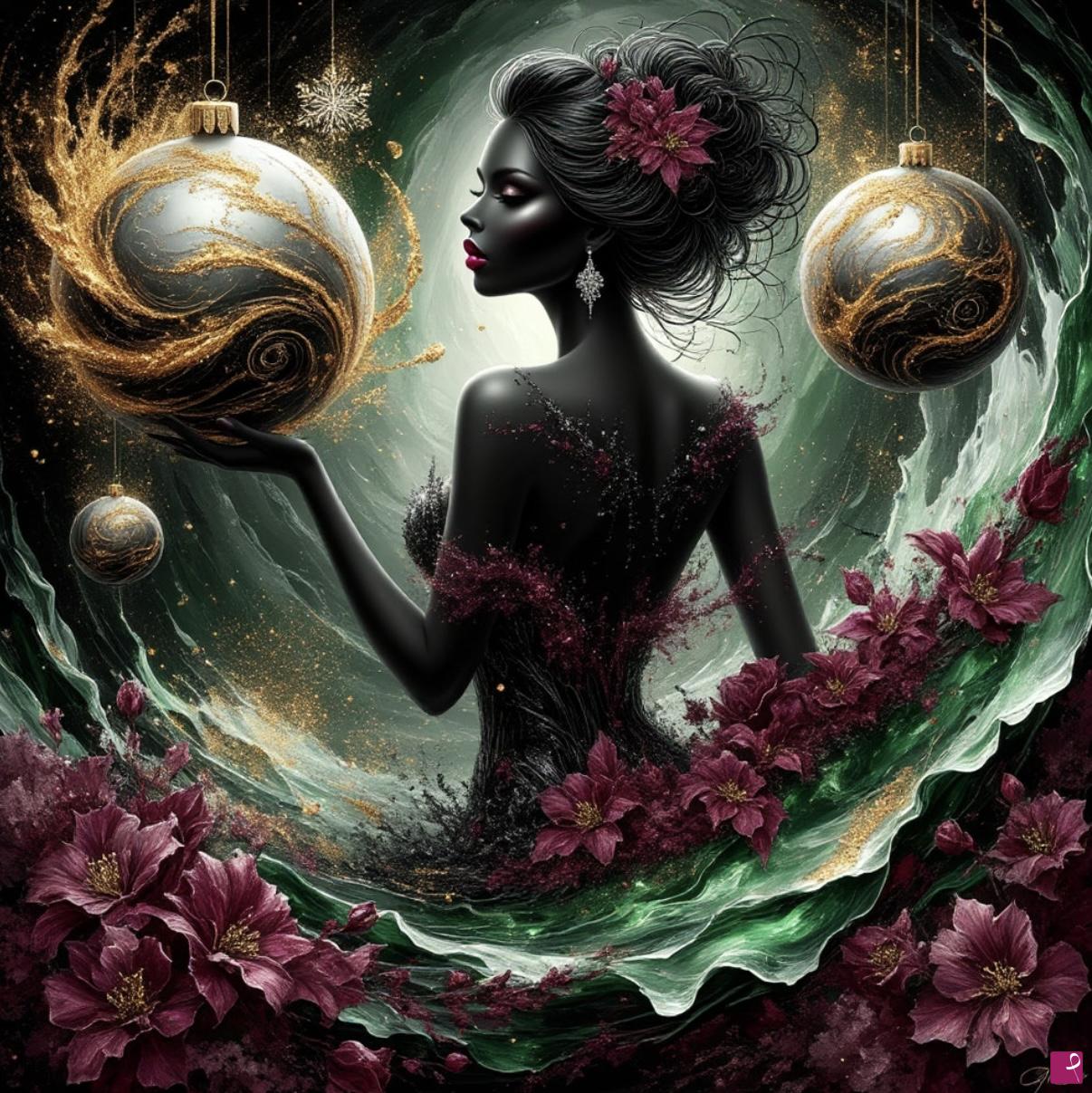quadri in vendita online - Balls, women, flowers 