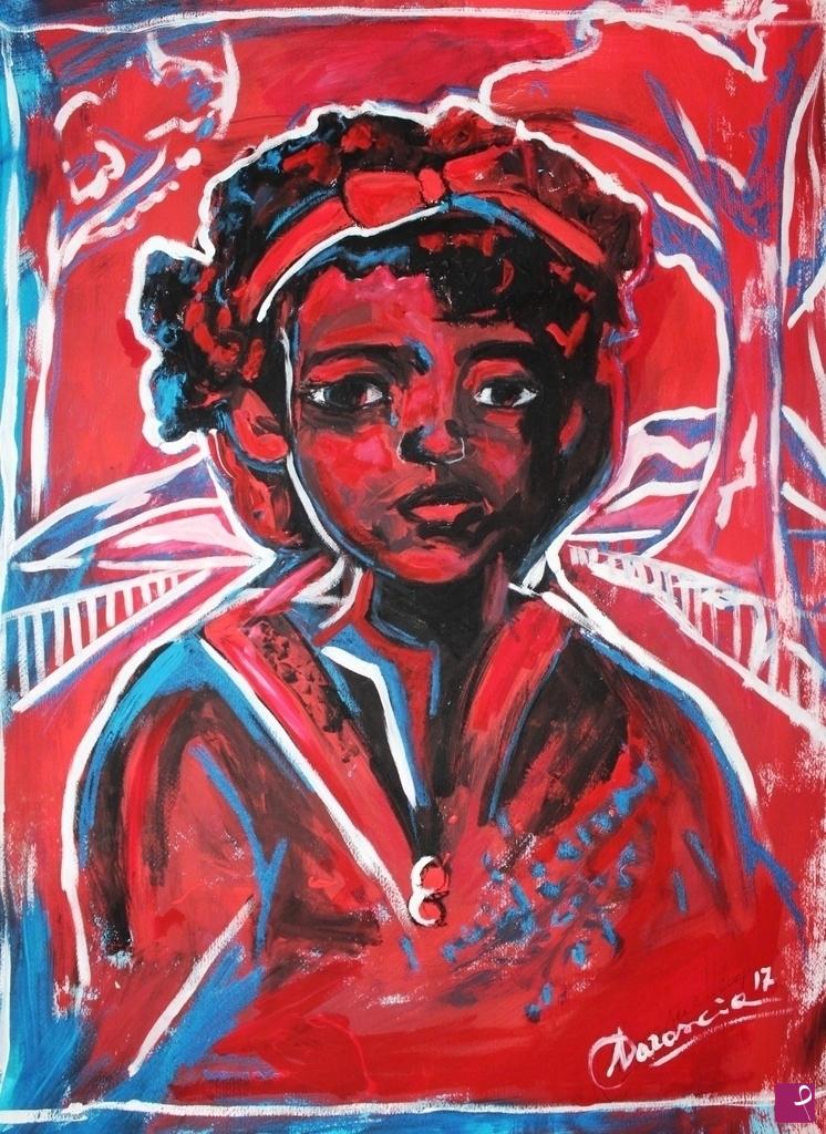 quadri in vendita online - Bambina Afro