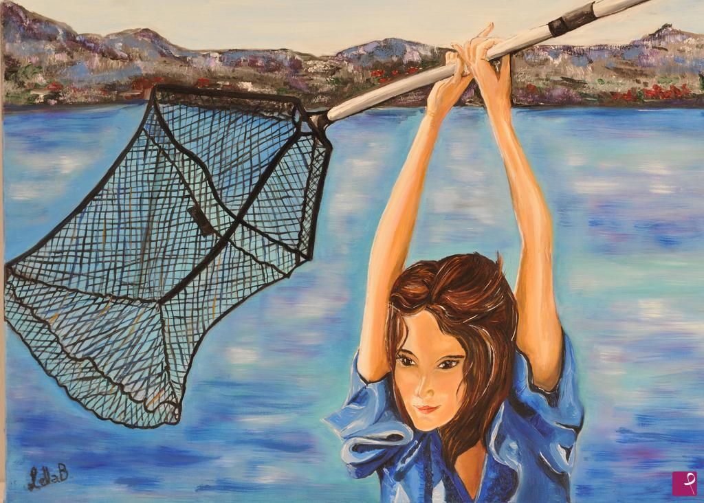 quadri in vendita online - Bambina al mare