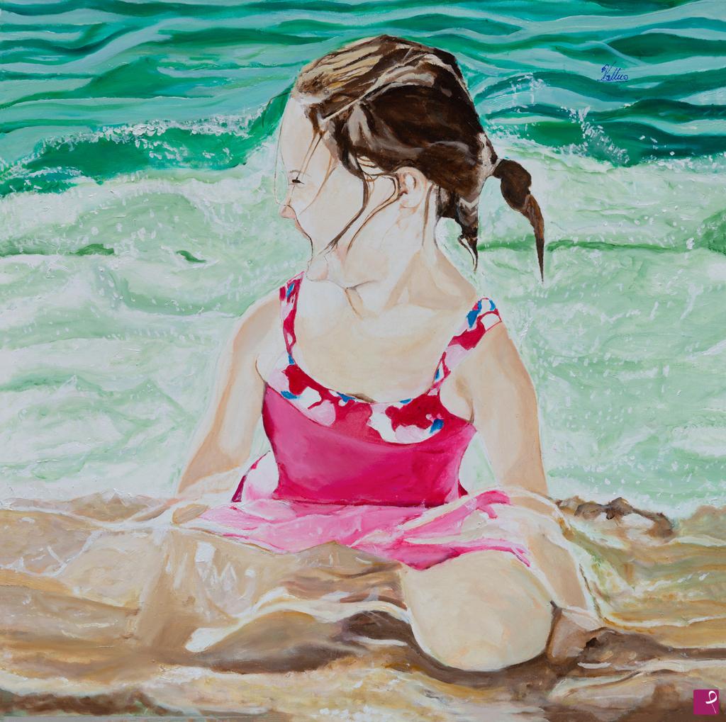 quadri in vendita online - Bambina al mare