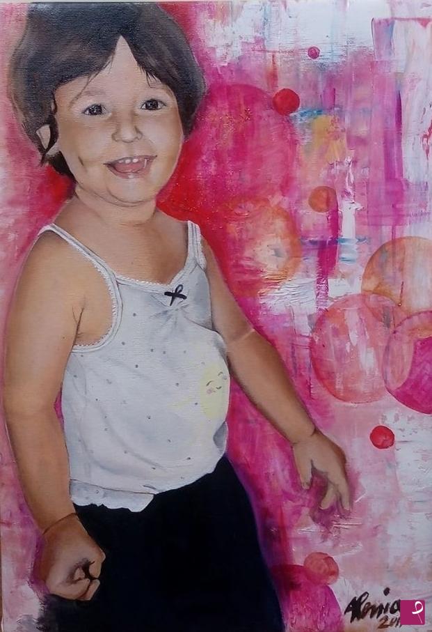 quadri in vendita online - Bambina che ride