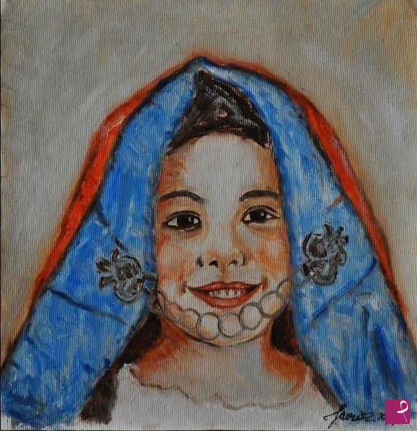 quadri in vendita online - Bambina in costume