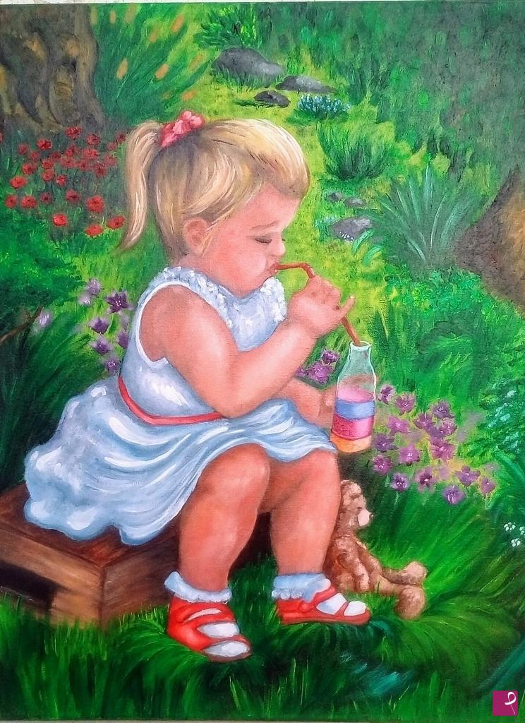quadri in vendita online - Bambina nel bosco