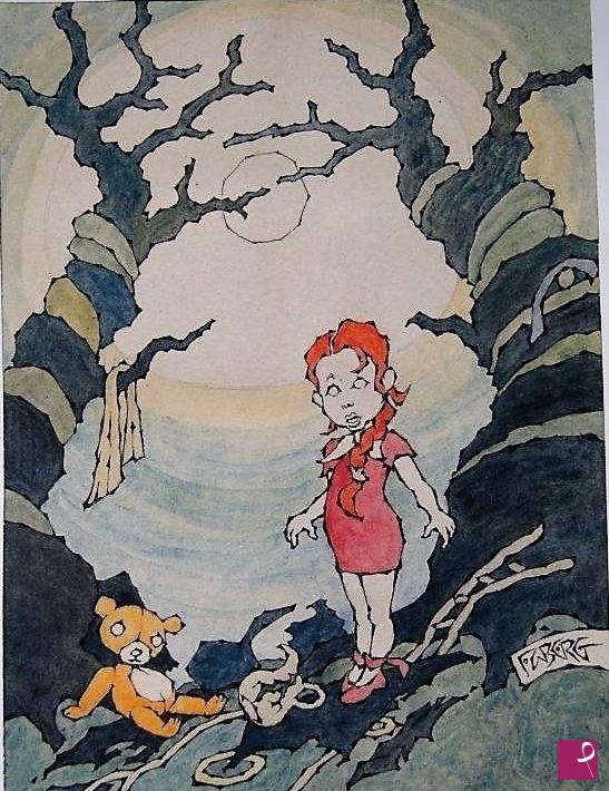 quadri in vendita online - Bambina nel Bosco del Futuro