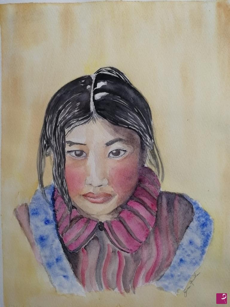quadri in vendita online - Bambina Tibetana