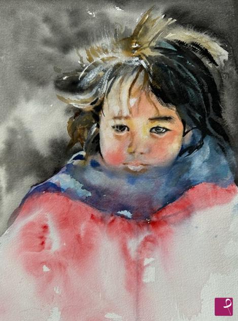 quadri in vendita online - Bambina tibetana 