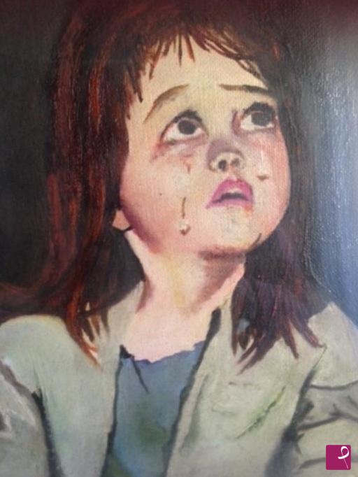 quadri in vendita online - Bambina triste