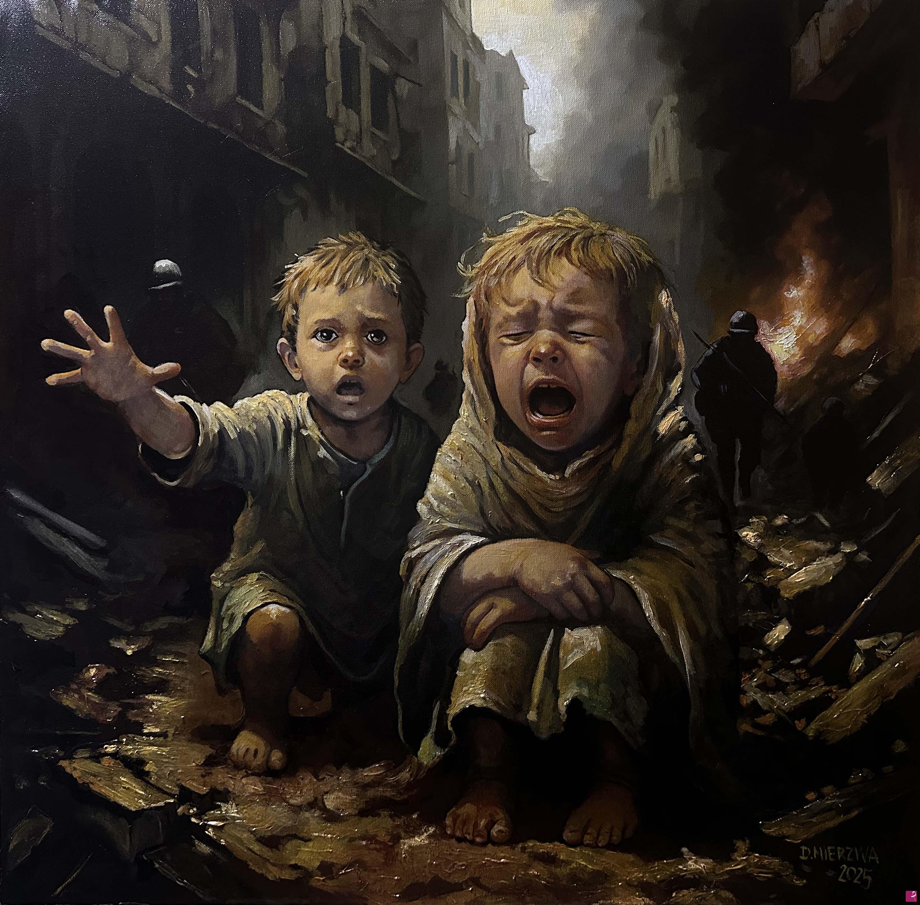 quadri in vendita online - Bambini di Guerra II