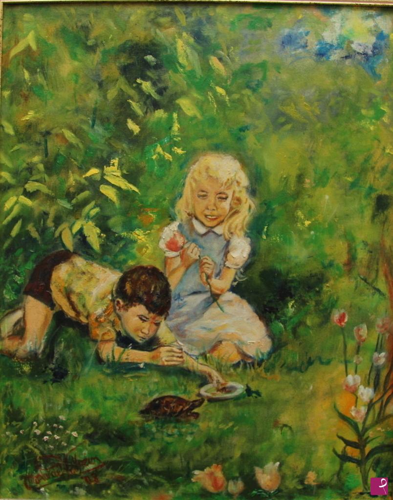 quadri in vendita online - bambini  nel parco