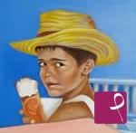 quadri in vendita online - Bambino con gelato
