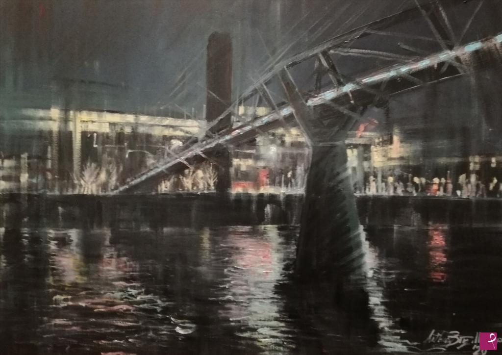 quadri in vendita online - BANKSIDE AND MILLENNIUM BRIDGE