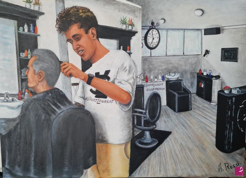quadri in vendita online - BARBER STUDIO 22  (DIEGO ALL'OPERA SU ALFREDO)  