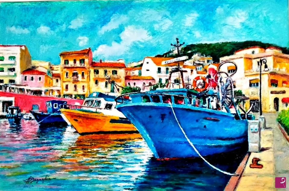 quadri in vendita online - BARCA BLU CALA GAVETTA LA MADDALENA