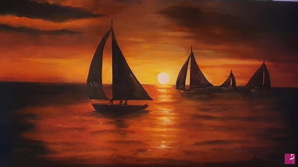 quadri in vendita online - barche al tramonto