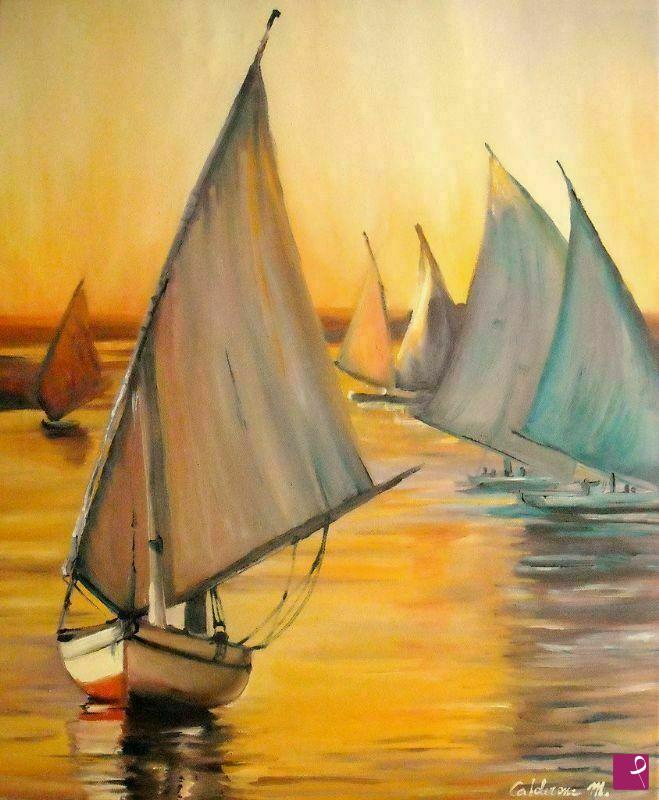 quadri in vendita online - barche al tramonto