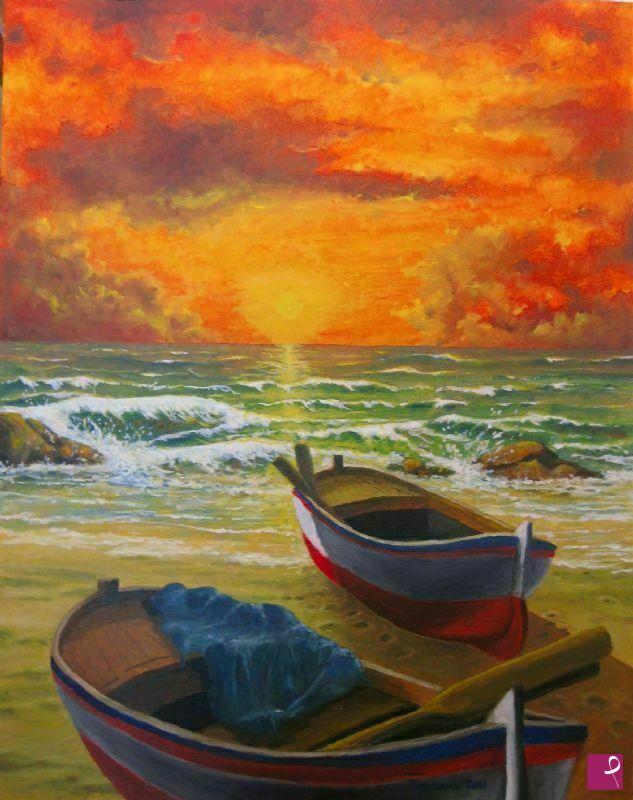 quadri in vendita online - barche al tramonto
