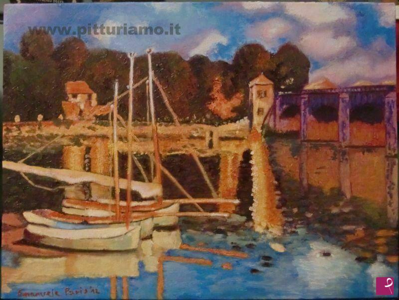 quadri in vendita online - Barche sul fiume