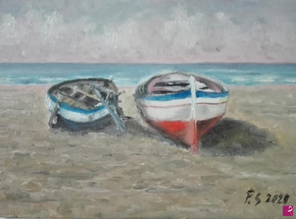 quadri in vendita online - Barche sulla spiaggia