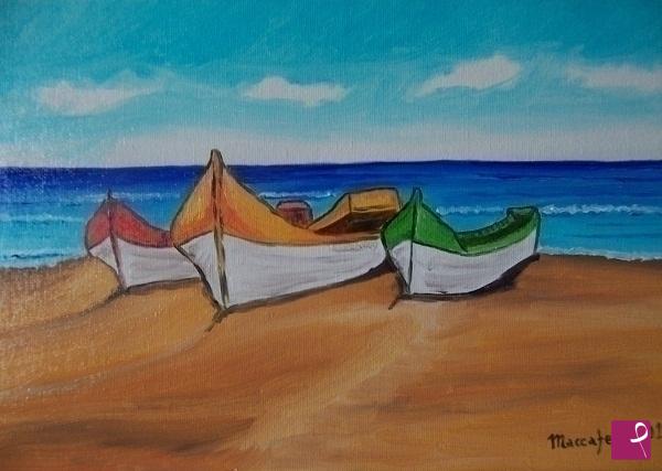 quadri in vendita online - Barche sulla spiaggia