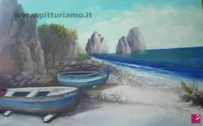 quadri in vendita online - barche sulla spiaggia diCapri