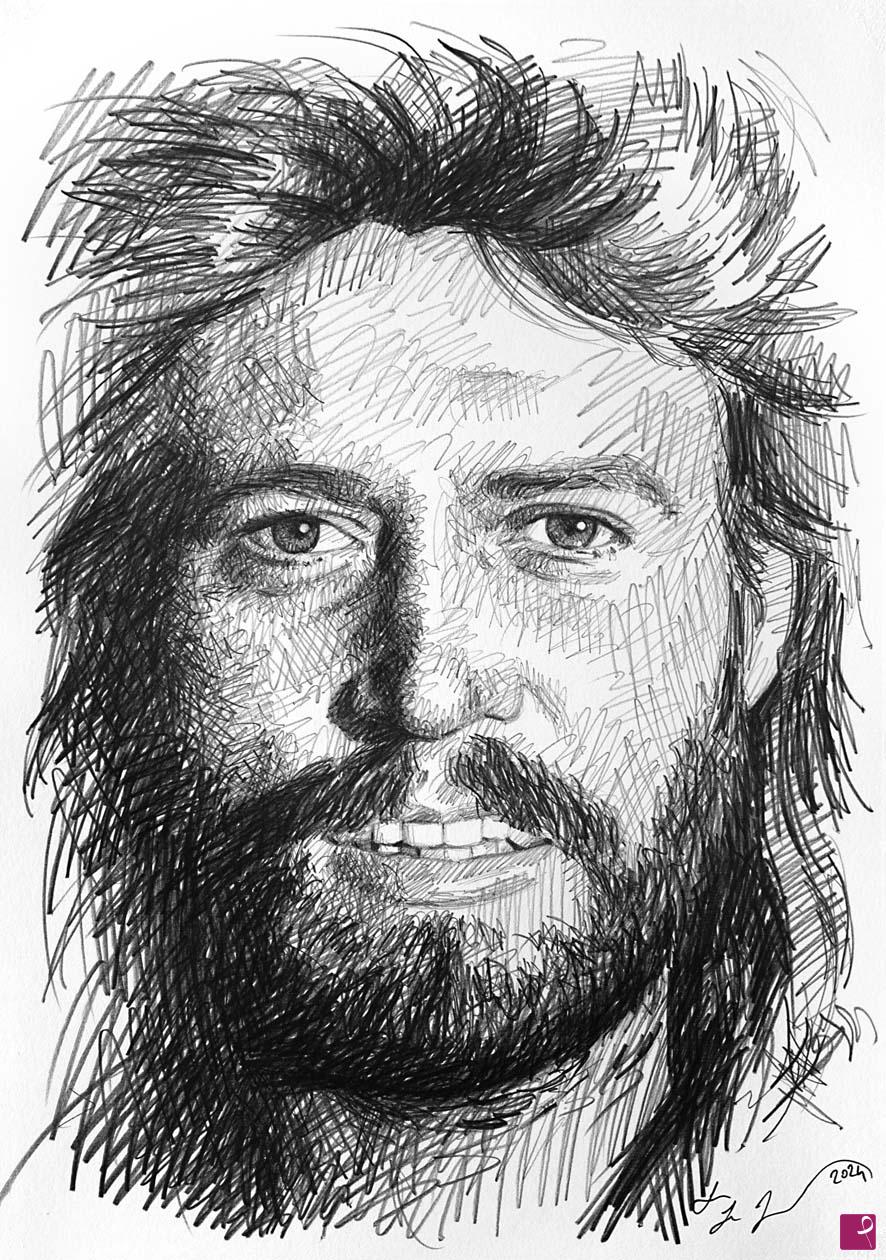 quadri in vendita online - Barry Gibb sketch 